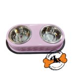 ظرف آب و غذا استیل دوقلو