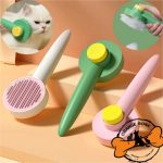 برس سگ و گربه همراه با دکمه تخلیه (مدل دکمه طرح پنجه)