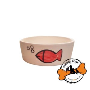 ظرف آب و غذا سرامیکی مخصوص سگ و گربه طرح ماهی