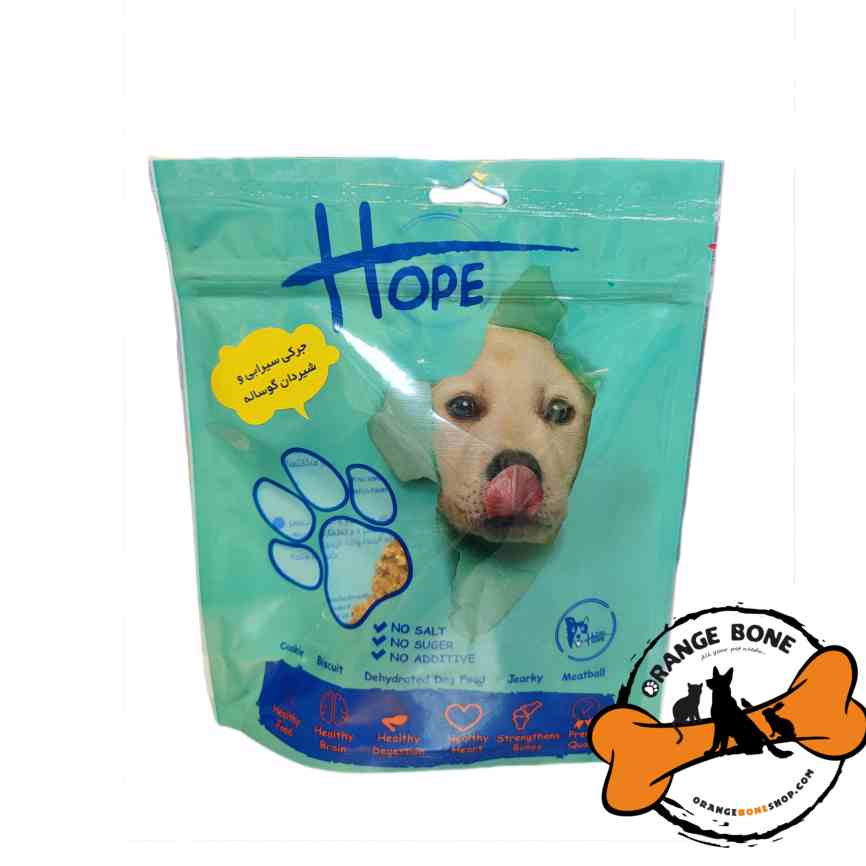 تشویقی سگ جرکی سیراب شیردون تشویقی جرکی سیرابی و شیردان گوساله مخصوص سگ Hope (70 گرم)