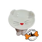 ظرف آب و غذا سرامیکی پایه دار طرح گربه (سایز بزرگ)